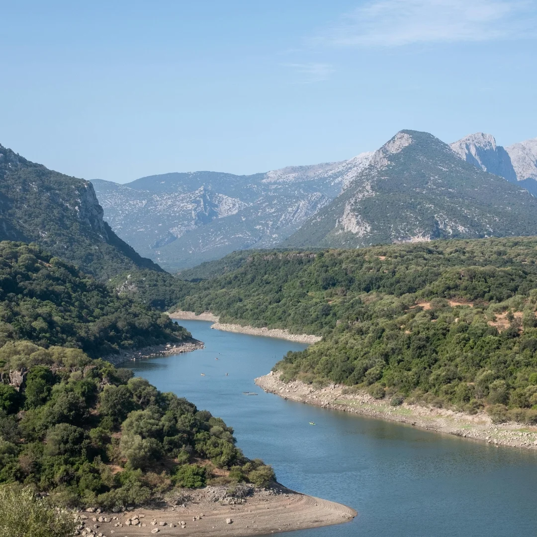 Sardinian shepherds in the mountainous landscape